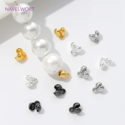 10/20Pcs Crimp End Bead Findings 18K Gold Plated Bead Tip Connectors With Loop,Jewelry End Caps,For DIY Bracelets Accessories