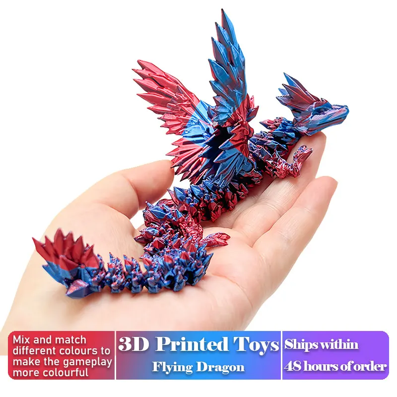

New 3D Printed Dragon With Movable Wings Desk Accessory Joints Movable Dragon Home Decor Perfect Christmas Present Holiday Gift