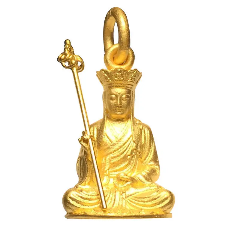 Retro Ethnic Golden Three-dimensional Buddha Statue Jizang Bodhisattva Pendant