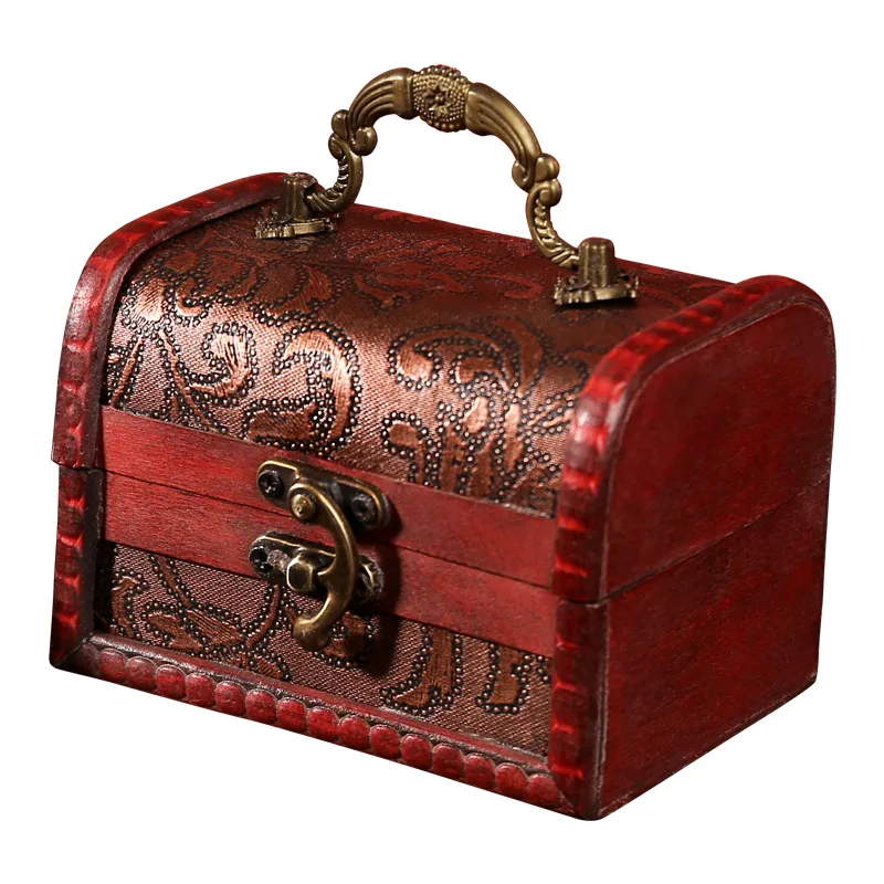 Antique Wooden Jewelry Box - Vintage Handcrafted Storage Case for Rings & Earrings