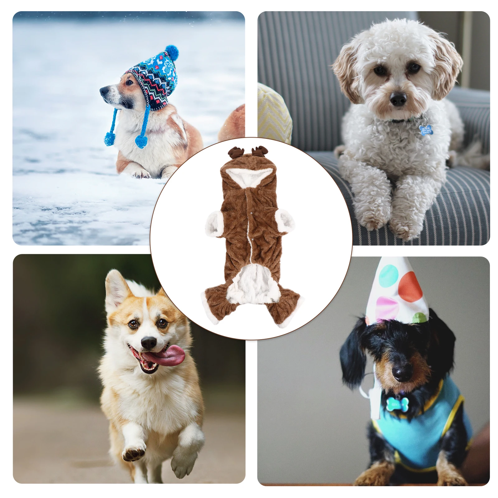 

Pet Clothes Holiday Costume Puppy Warm Coral Fleece Christmas Party Outfit Dog Holiday Clothes Xmas Sweater Dog Accessories