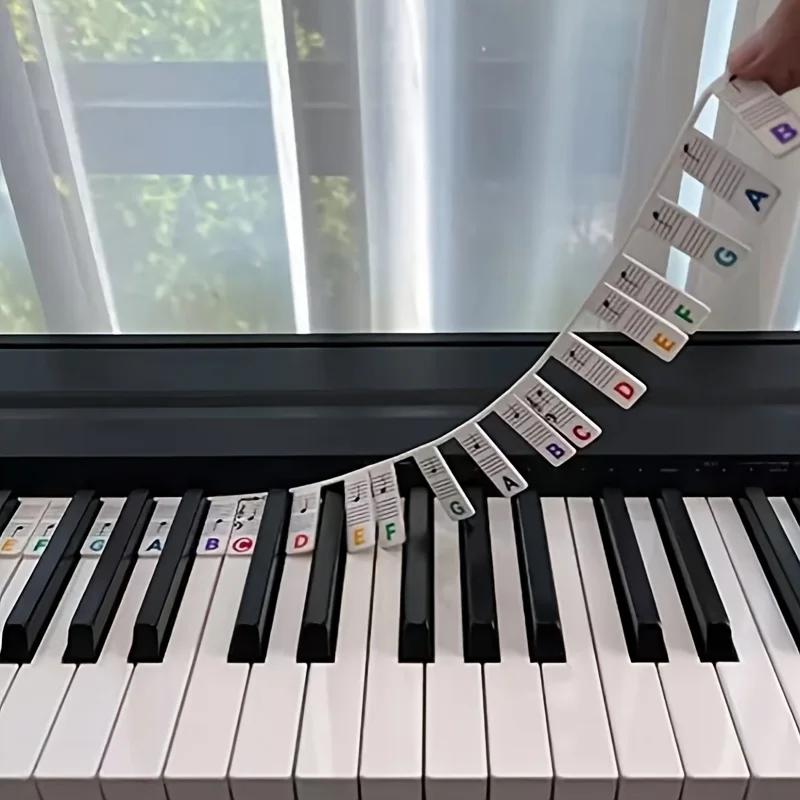 ملصق ملاحظة البيانو - ملصق مساعد خاص لمبتدئين البيانو - ملصقات ملاحظات بيانو مكونة من 88 مفتاحًا قابلة للفصل وإعادة الاستخدام