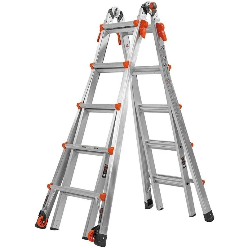 Ladder Systems, Velocity with Wheels, M22, 22 Ft, Multi-Position Ladder, Aluminum, Type 1A, 300 Lbs Weight Rating,