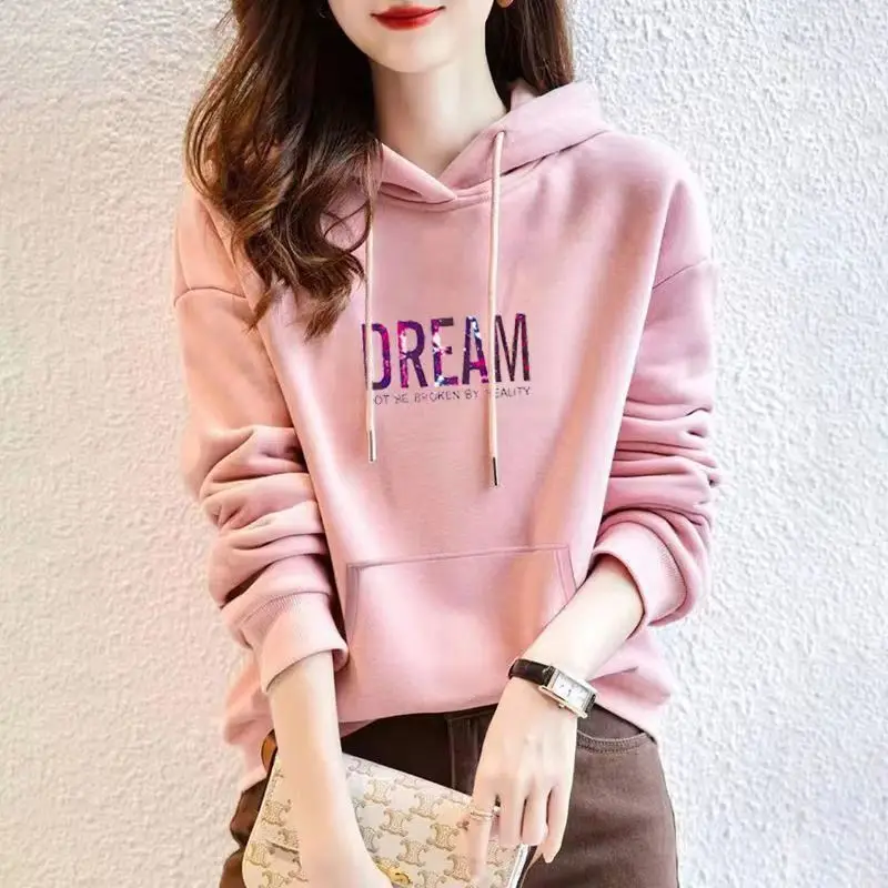 Sudaderas con capucha de manga larga sencillas para mujer, moda de otoño e invierno, ropa informal holgada que combina con todo, Tops con temperamento, abrigo