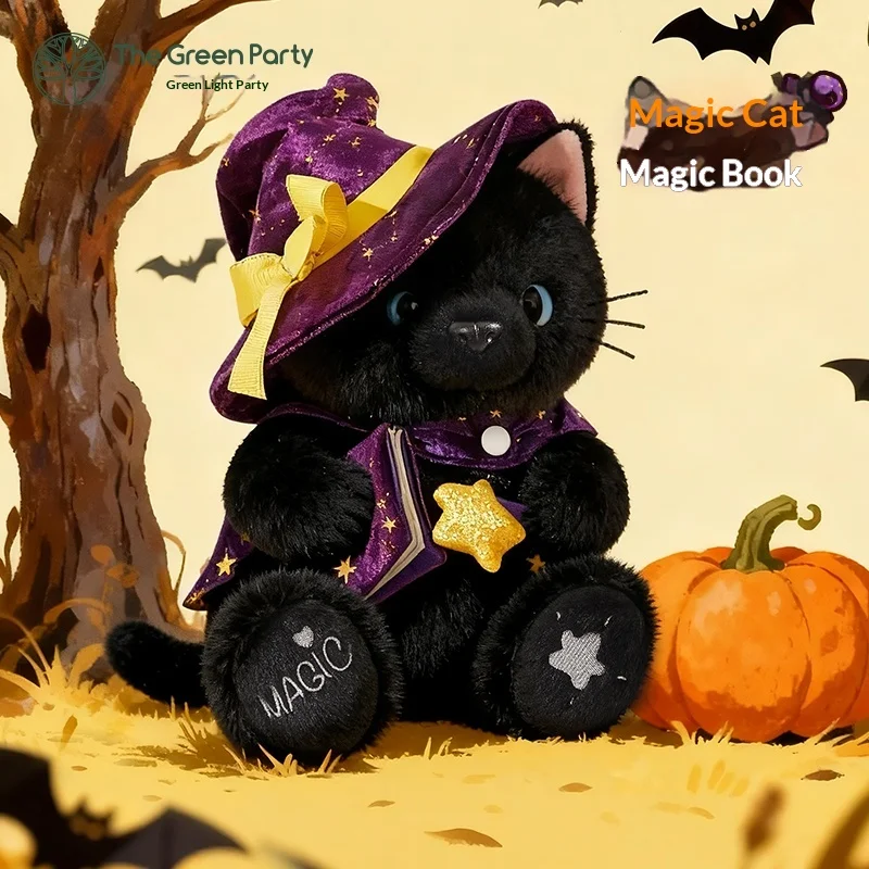

In Stock 25cm The Green Party Magic Cats And Bears Funny Plush Toy Birthday Halloween And Christmas Gifts For Friends Children