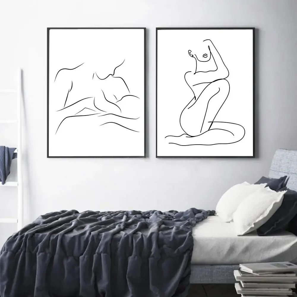 Abstract One Line Draw Feature Poster and Prints Mother and Baby Wall Art Decor for Home Painting on The WallSex poster y Figure