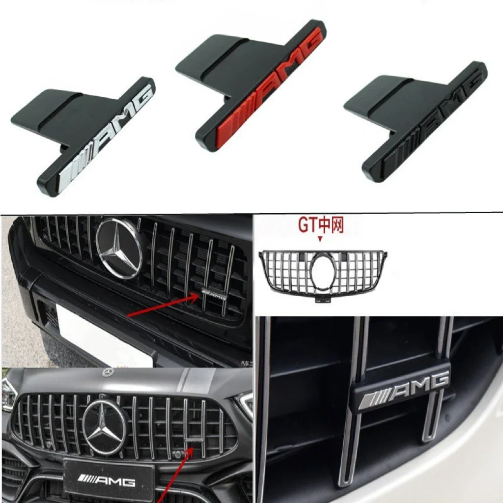 1Pcs Car Front Grill Badge Emblem AMG Sticker for Mercedes benz W212 W213 W202 W211 W176 W210 W205 Gla Glc Cls Glk Accessories