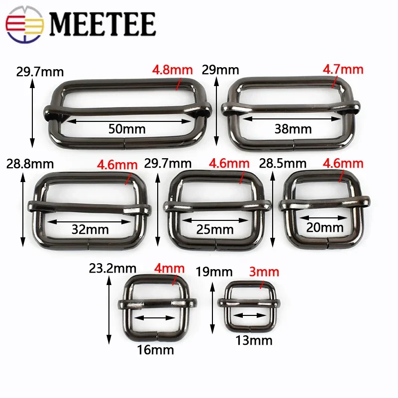 5/10Pcs 13-50mm Belt Buckles Roller Metal Pin Buckle Tri-glides Slider Adjuster Clasp Handbag Strap DIY Garment Accessories