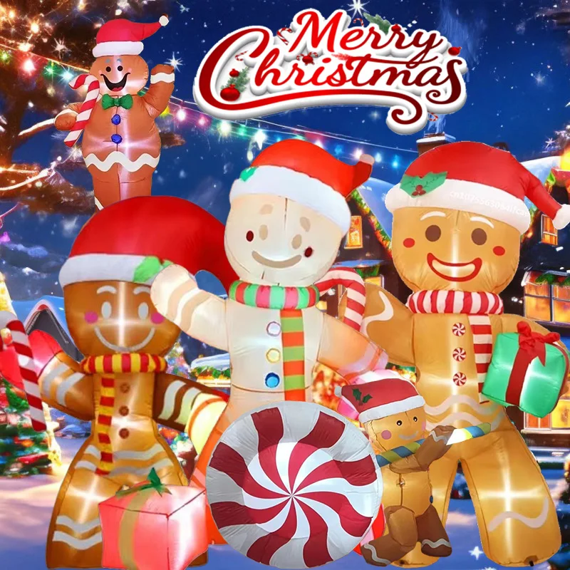 

Christmas Decorations Gingerbread Man Serises Inflatable Toys Model Party New Year Yard Props Indoor Outdoor Xmas Garden Decor