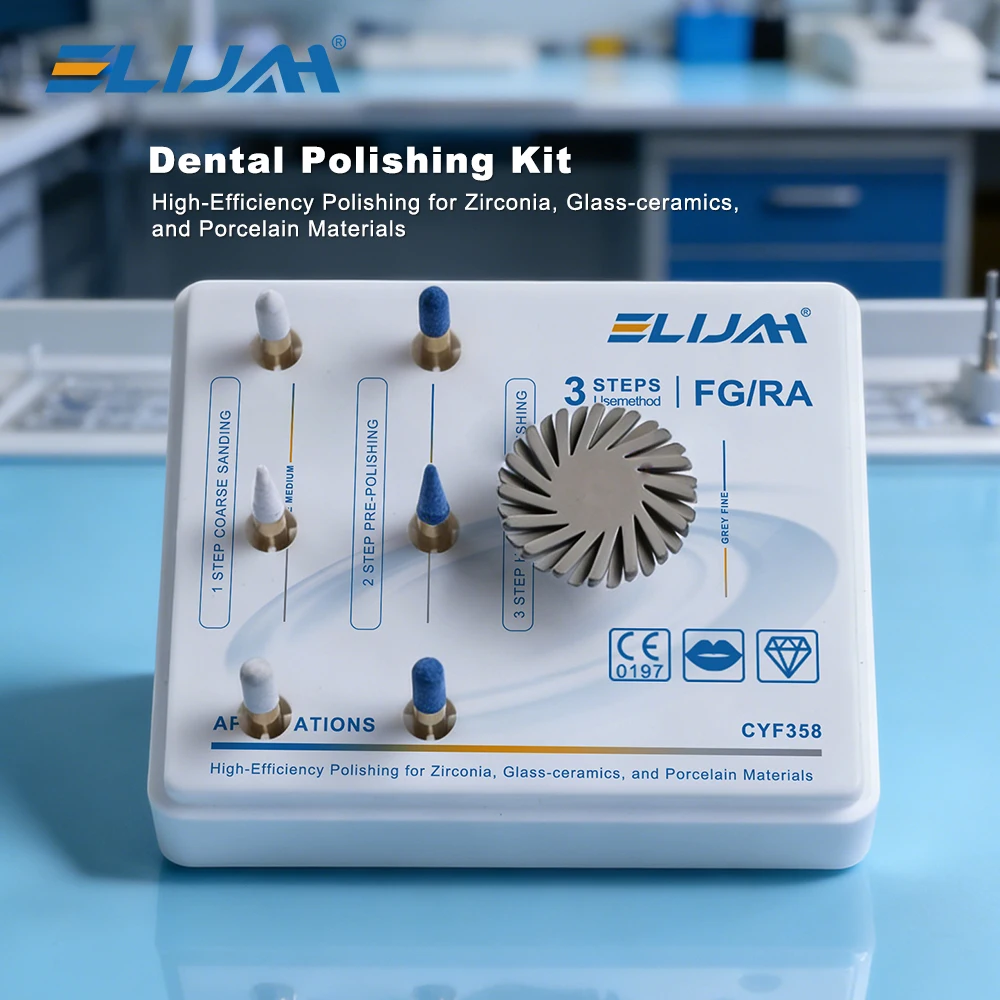 

Dental RA Diamond Polishing Kit 7Pcs/Box Dentistry ≥20% Diamond Content 2.35mm Shank Autoclavable 135°C Lab Polishing Tools
