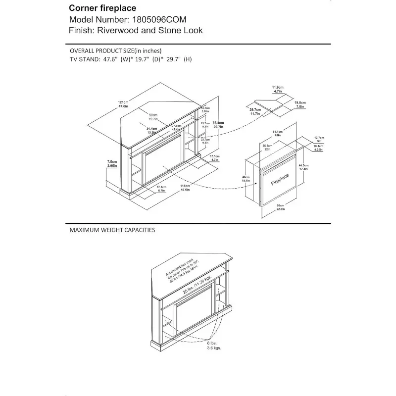 Overland Fireplacestand สำหรับเตาผิงไฟฟ้า, เตาผิงไฟฟ้าแบบสมจริง