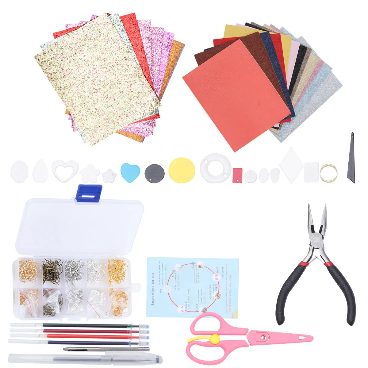 

1Set Earrings Making Kit DIY Jewelry Craft Tools PU Double-Sided Materials Suitable Beginners Professionals Gift Making