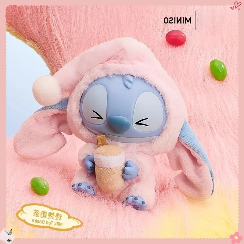 

Mingchuangyoupin Disney stilqi esmalte de terciopelo muñeca de caja ciega Miniso Disney Stitch Velvet Blind Box Doll