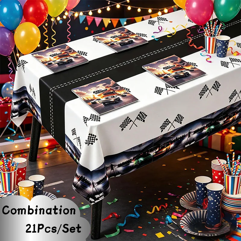 Fast Combination Tablecloth Napkins Decorative Style Supplies Perfect Action Furious Themed Birthday Gathering and Event Decor