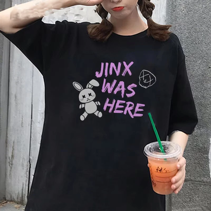 Tshirt Jinx Arcane Monkey T Shirt Anime Tees Women Men Unisex Grunge Aesthetic Short Sleeve Cotton Print Streetwear T-shirt