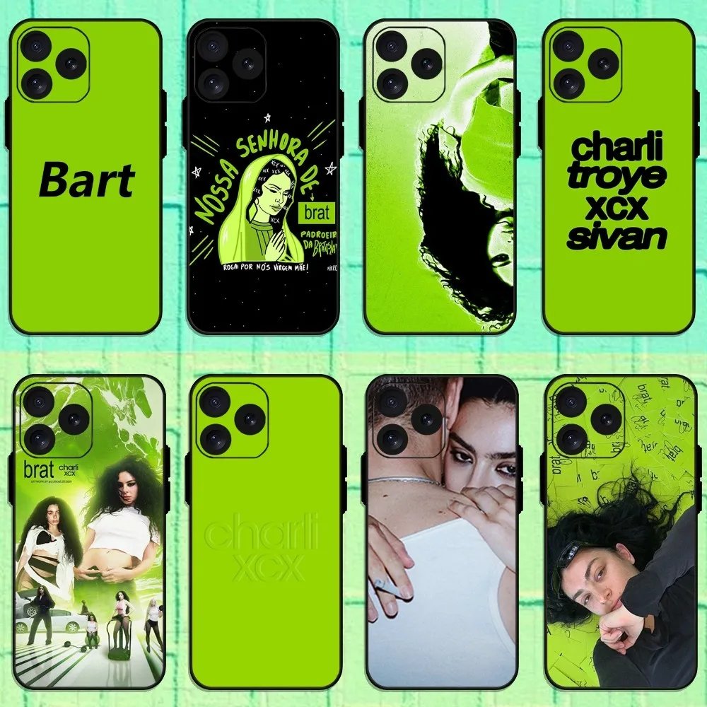 Singer Charli XCX BRAT Phone Case For iPhone 8 11 12 13 Pro 14 15 Mini X XR XS max Plus Shell