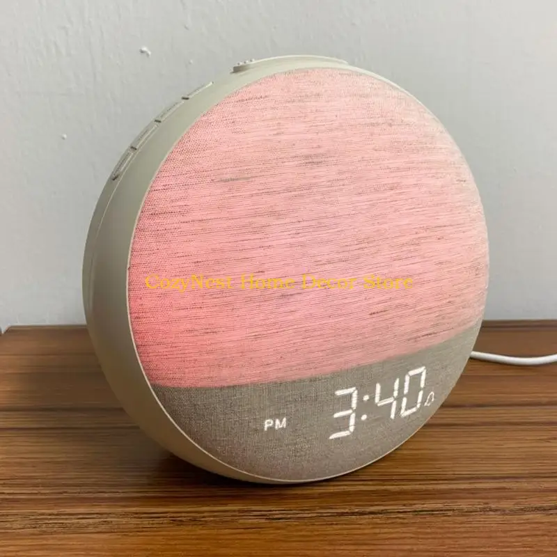 92MF Sunrises Alarm Clock White Noise Machine Dimmable Natural Wake-Up Light for Bedroom with 30 Soothings Sound Sleep Aids