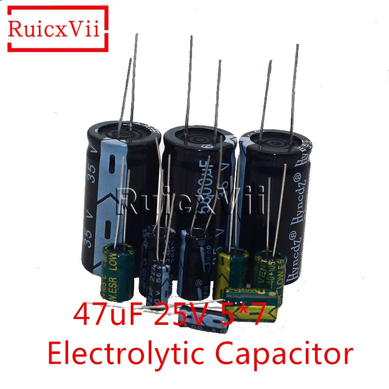 250PCS/LOT 47uF 25V Aluminum electrolytic capacitor 5*7 Electrolytic Capacitor 25v 47uf