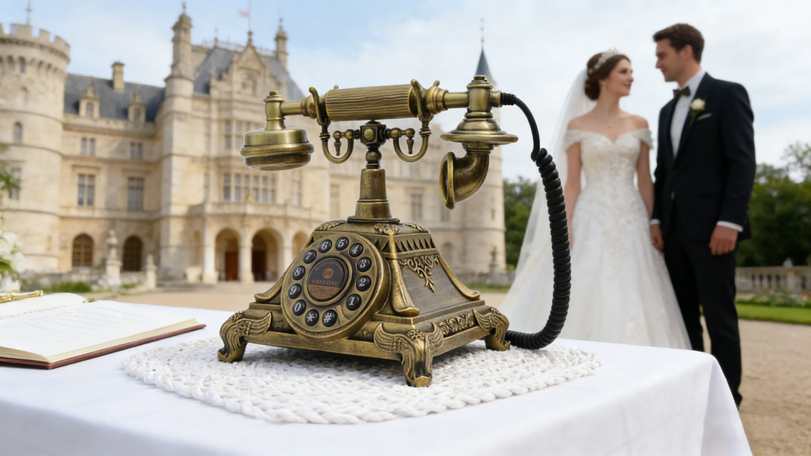 Sprach-Gästebuch-Telefon, Audiolibro-Gästebuch, Klassisches Retro-Telefon für Hochzeit, Ruhestand, Abschlussfeier, Geburtstag, Party – Detail 7
