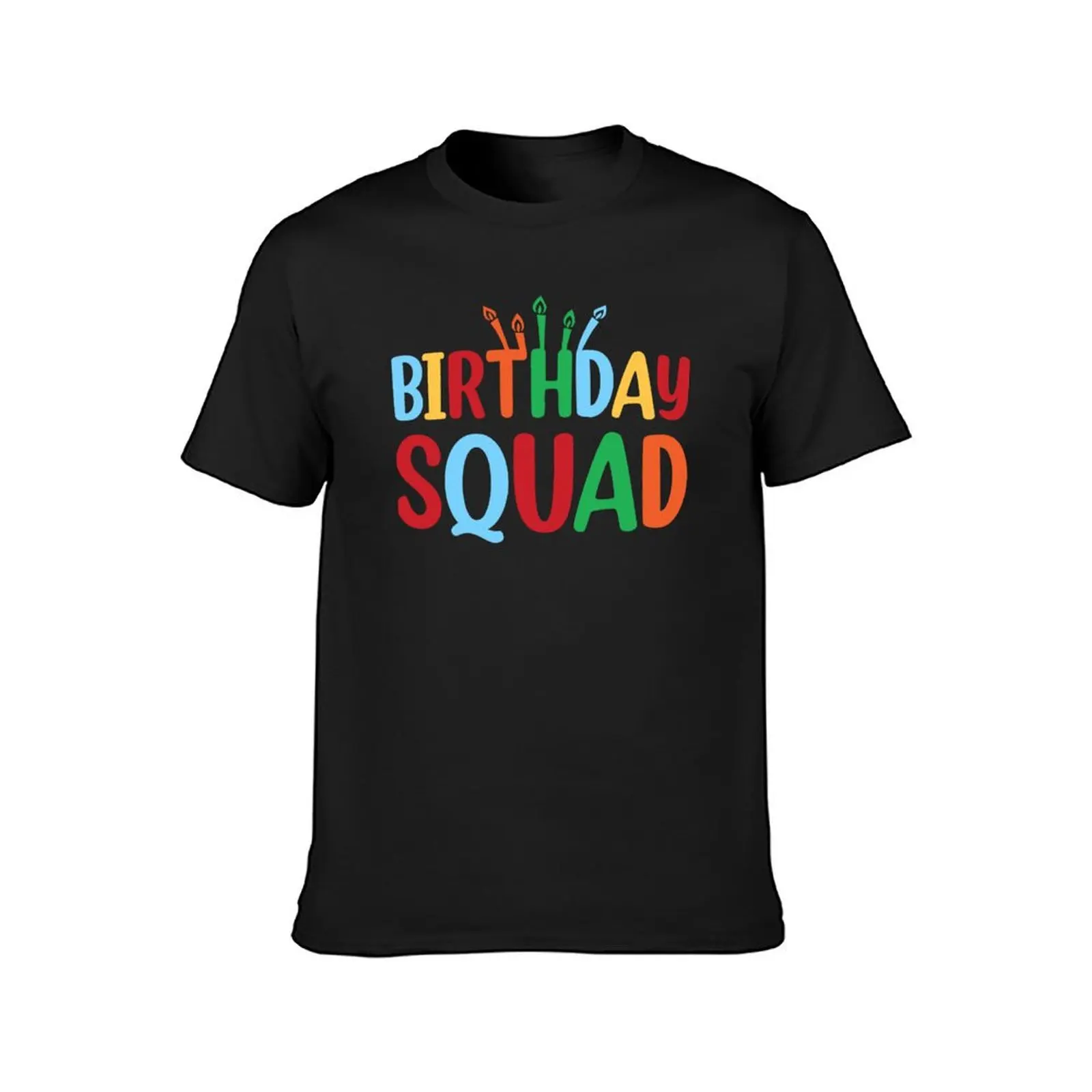 Birthday Squad Colorful Alphabets Celebrate Birthday Vintage T-Shirt tees tops Short sleeve tee blacks Men's cotton t-shirt