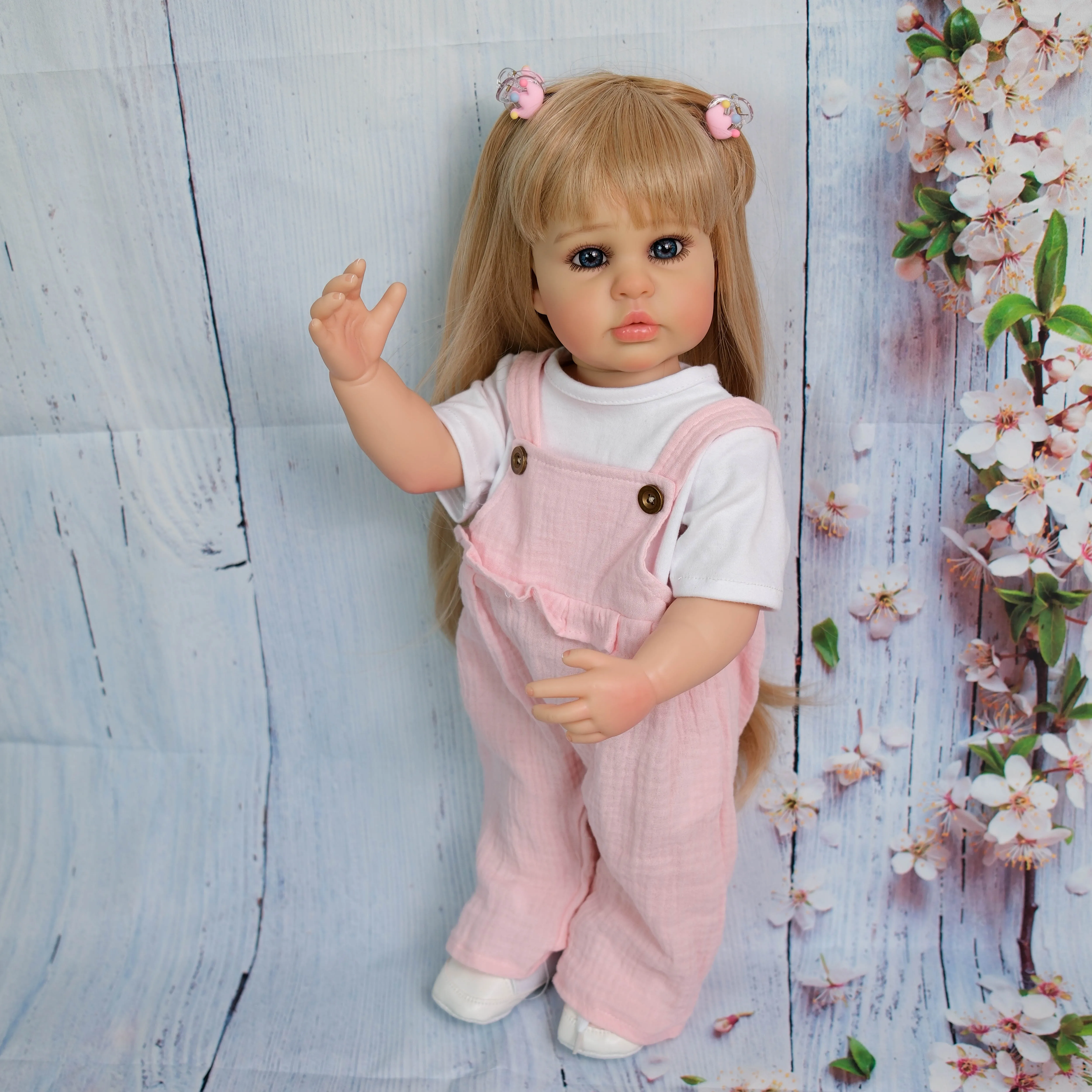 NPK 22'' Handmade Full Body Vinyl  Reborn Toddler Princess Ellie with Standing Legs Hand Painting Collectible Lifelike Art Doll