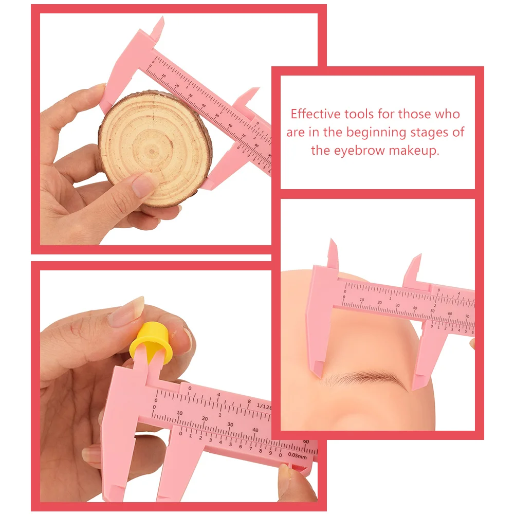 Calibro di misurazione del righello per sopracciglia in plastica a doppia scala per la mappatura precisa delle sopracciglia Strumento di trucco riutilizzabile Modellatura portatile delle sopracciglia