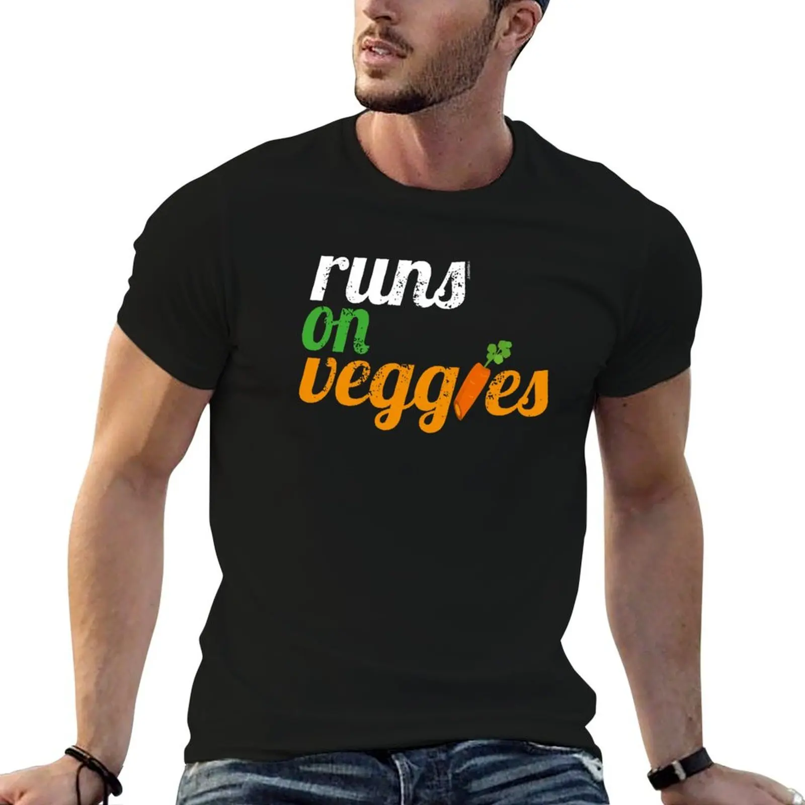 Runs on Veggies | Vegan T-Shirt blue lock cute clothes tee shirts for men