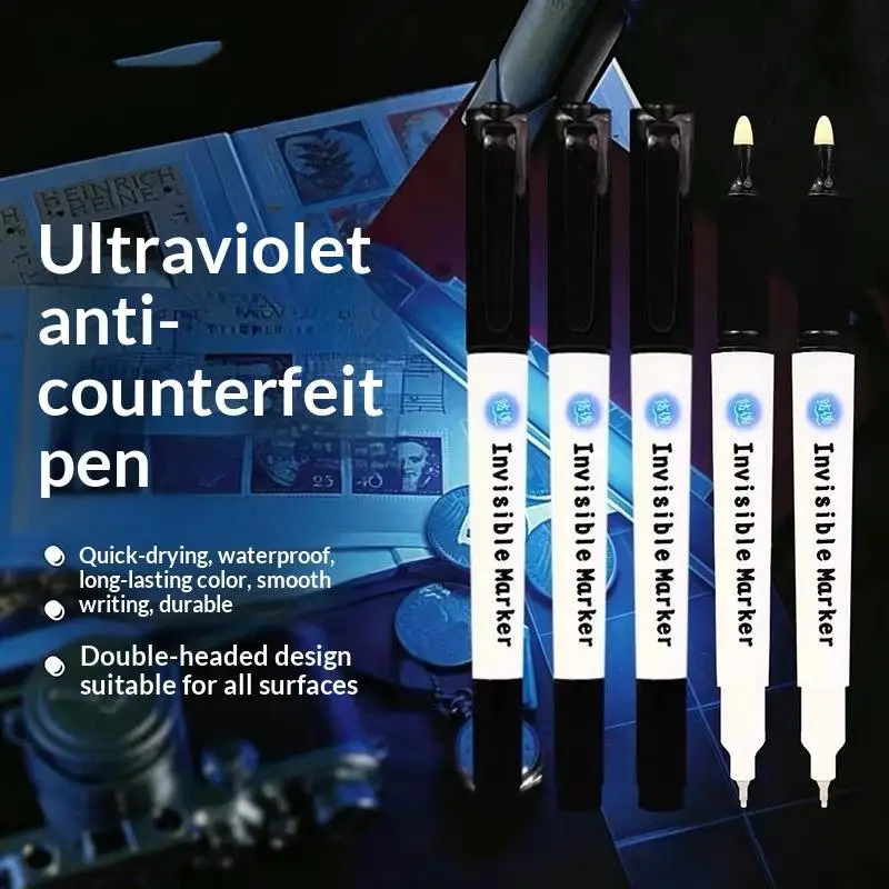 1pc UV Invisible Ink Marker Pen Waterproof Permanent Anti-tamper Security Marker Secret Code Pen Ultraviolet Fluorescent Pen