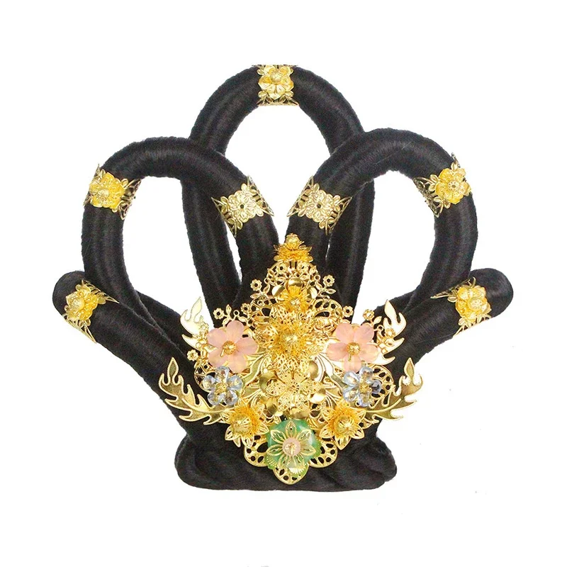 Accessoires pour cheveux de princesse féerique ancienne chinoise, Chignon de danse Dunhuang Hanfu, coiffure rétro pour Studio de photographie