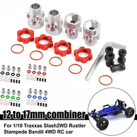 Metal 12mm to 17mm Splined Wheel Hex Hub Adapter for Traxxas 1/10 Slash 2WD 4X4 Rustler Stampede 2WD 4X4 RC Car Upgrade Parts