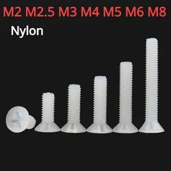 White Plastic Nylon Countersunk Head Screws Phillips Flat Head Insulated Screws M2 M2.5 M3 M4 M5 M6 M8