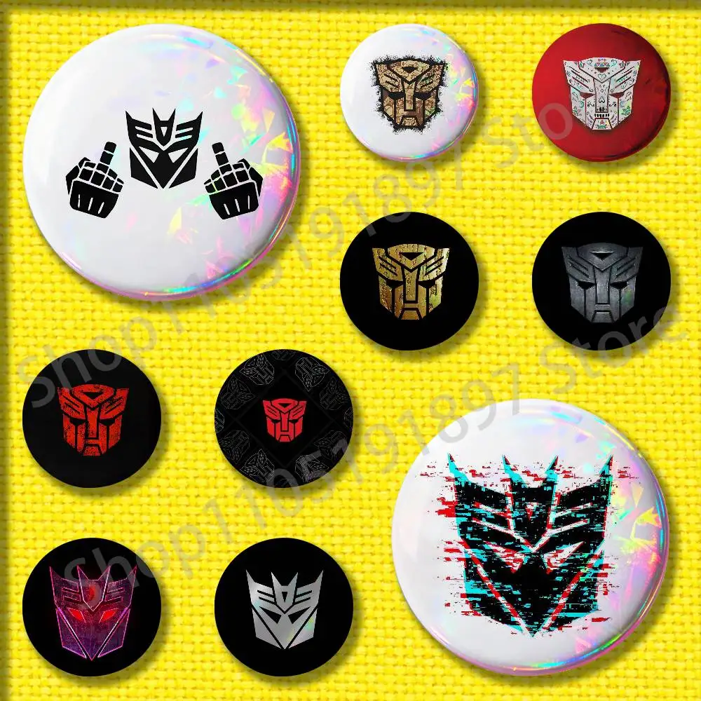 

Logo T-Transformers Badges 75mm 25mm 44mm 32mm 58mm Round Pin Brooch Souvenir Clothes Cosplay Gift Accessories