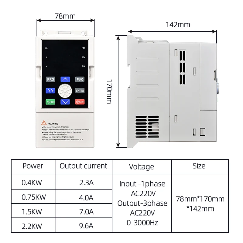 Solar VFD Inverter DC200-400V to 3PH 0-260V 0.4/0.75/1.5/2.2KW for Motor Speed Control Solar Water Pump Controller Converter