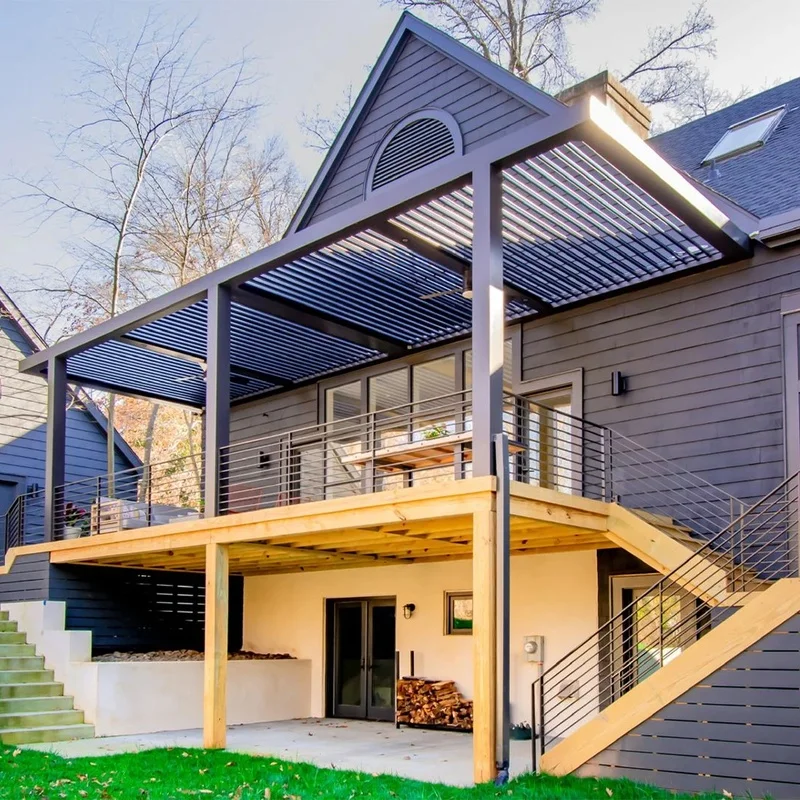 Easy-Assemble Type175 Aluminum Pergola Outdoor Luxury Design Romented Controlled Flipping Blades Roof