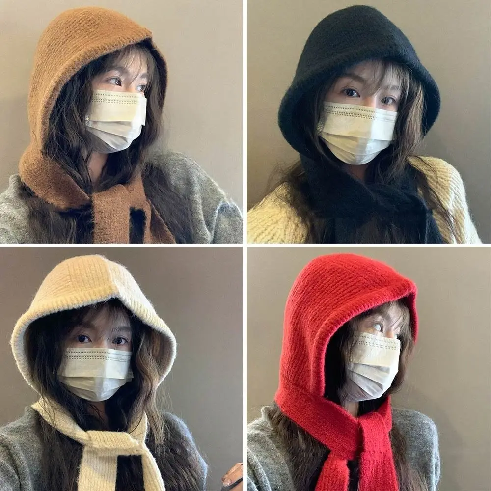 

Модная теплая зимняя шапка, милая плотная вязаная шапка, шейный платок, защитная шапка для ушей для женщин