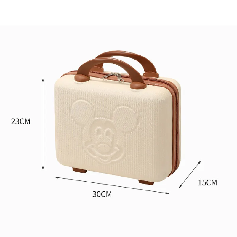 Disney 14 Inch Solid Color Travel Suitcase Mickey Avatar Relief Mini Square Women Luggage Cosmetic Case Boarding Carrying Case