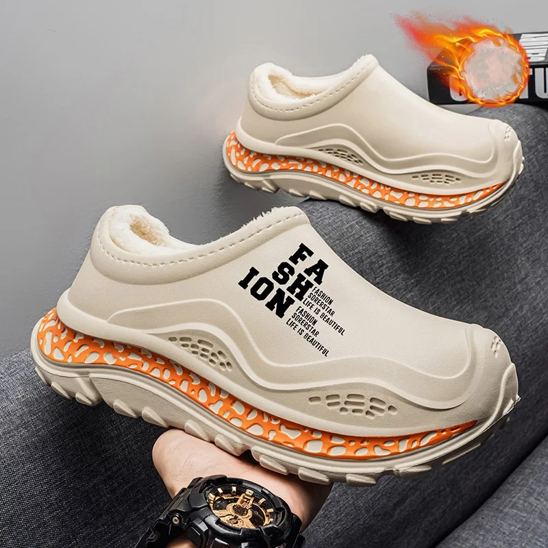 

Cotton Shoes for Men and Women, Autumn and Winter, Fleece-Lined, Thickened, Warm, Non-Slip, Slip-On, Outdoor Wear, Closed Heel Cotton Slippers