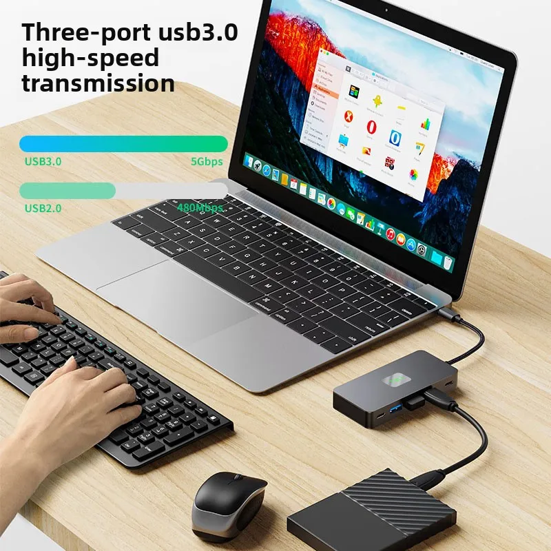 متعدد الشاشات نفس العرض محطة إرساء مختلفة من النوع C USB 3.0 محطة إرساء MST للكمبيوتر المحمول ثنائية الدقة
