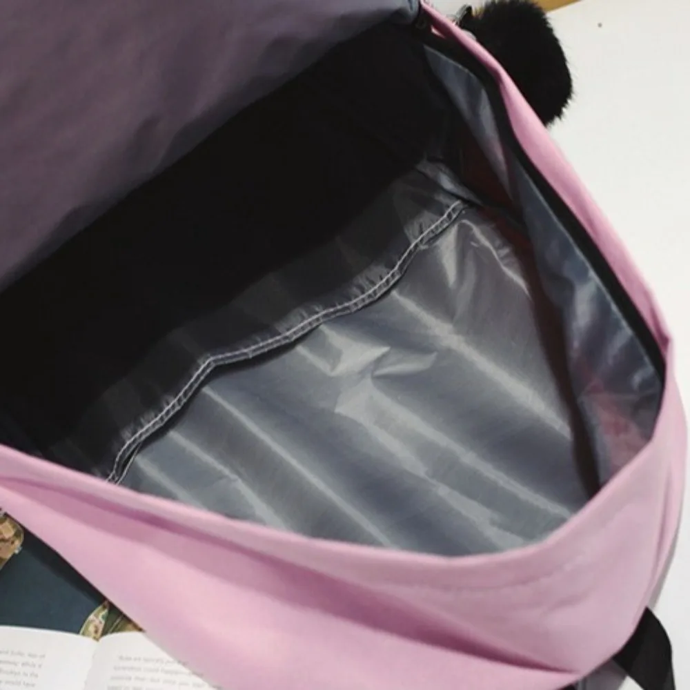 Large Capacity Printed Leaves Backpack Portable Solid Color Canvas Rucksack College Style Printed Leaves Student Schoolbag