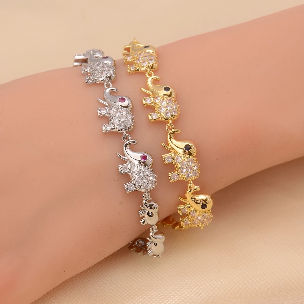 elephant string bracelet for Women Girls Double-layer Chain Stainless Steel Jewelry Mother's Day Gift Wholesale