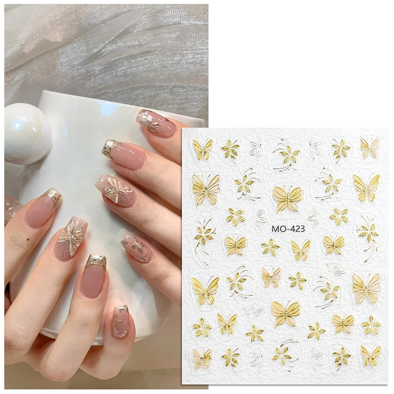 1 Sheet Golden Butterfly Series Nail Art Stickers  Bronzing DIY Manicure Decal Decoration