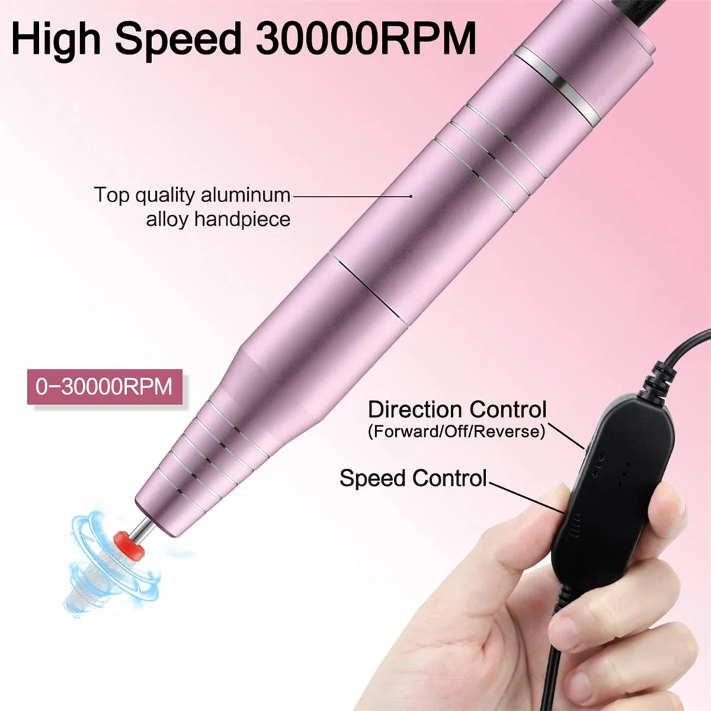 Perceuse à ongles USB 30000 tr/min, pour vernis à ongles Gel acrylique, fraisage, lissage des callosités, Machine de manucure, équipement de Salon d'art des ongles