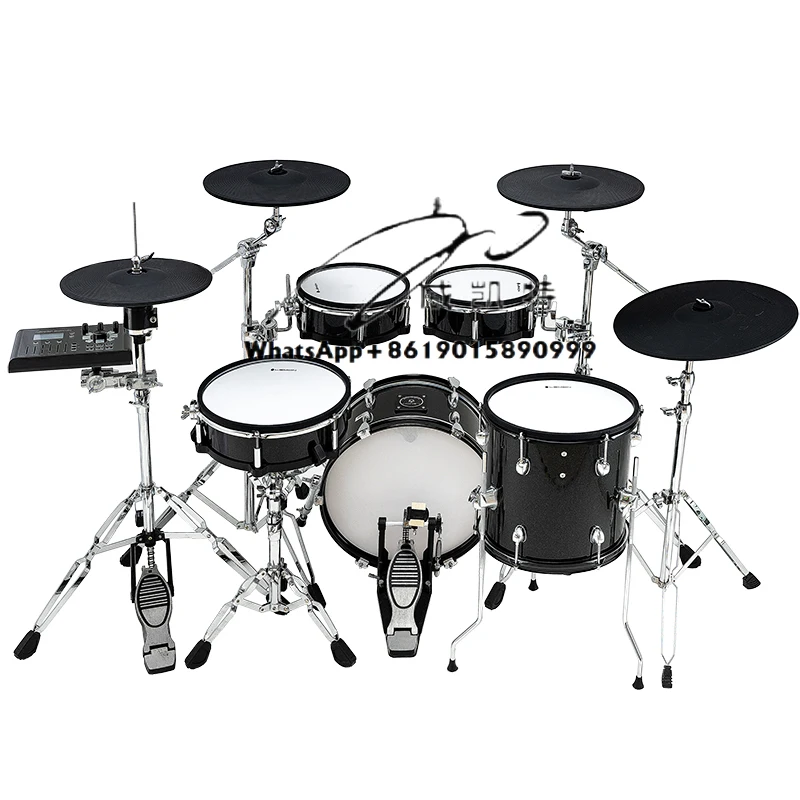 

Lemon Drum Pad 10" Dual Zone Wooden Mesh Drum Parts for Electronic Drum with Tom Holder & Clamp
