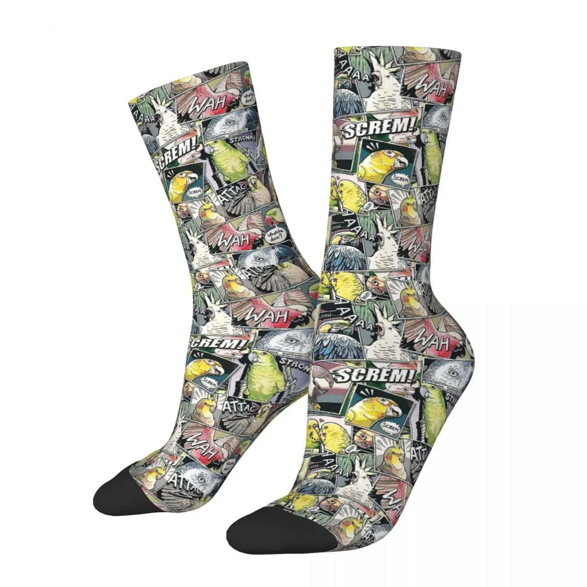 Parrots Comic Style Meme Socks Male Mens Women Summer Stockings Printed