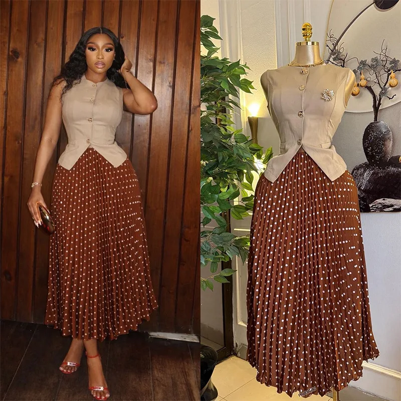 

Women Two Piece Sets Skirt Set Vest Sleeveless Short Tops Long Skirts A Line High Waist Y2k Streetwear Elegant Work Pleated 2026