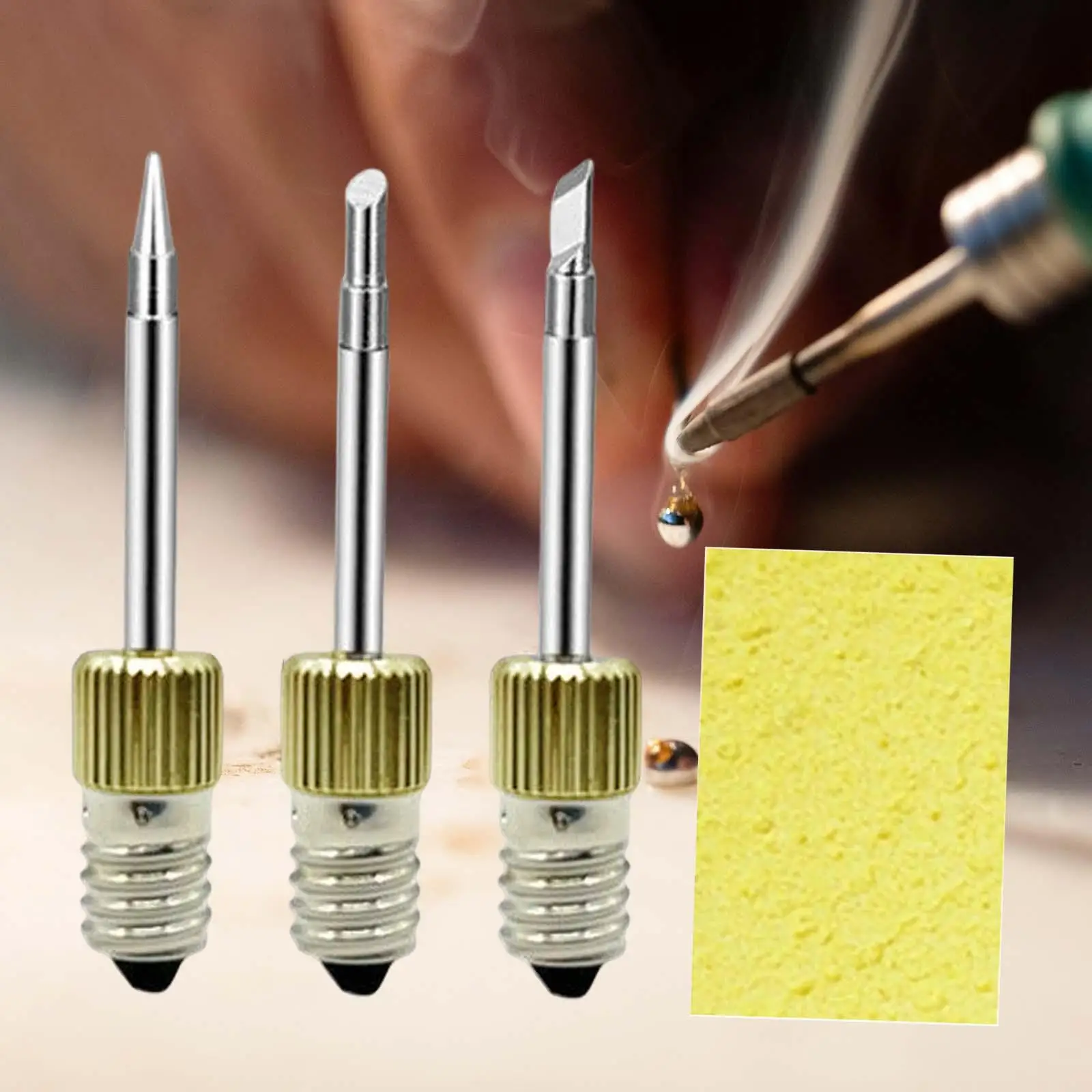 Premium Soldering Iron Tips with Cleaning Gear - Pack of 3