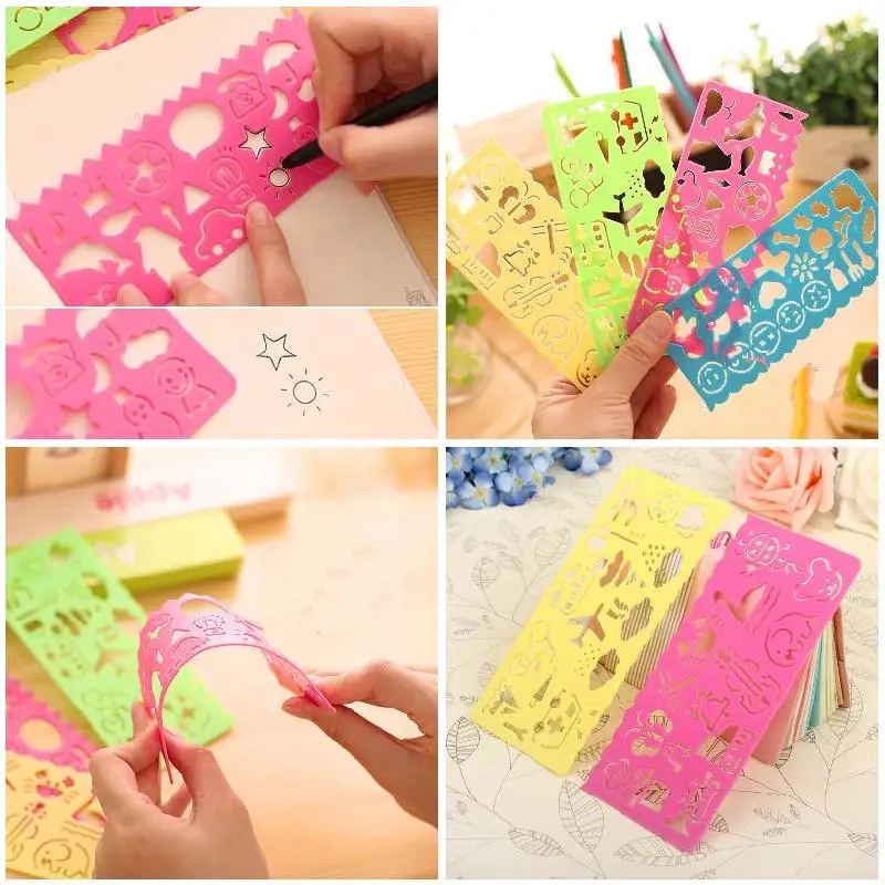 

4 Pcs/Set Geometric Ruler Learning Animal Drafting Tools Stationery For Students Kids Drawing Toys Gifts