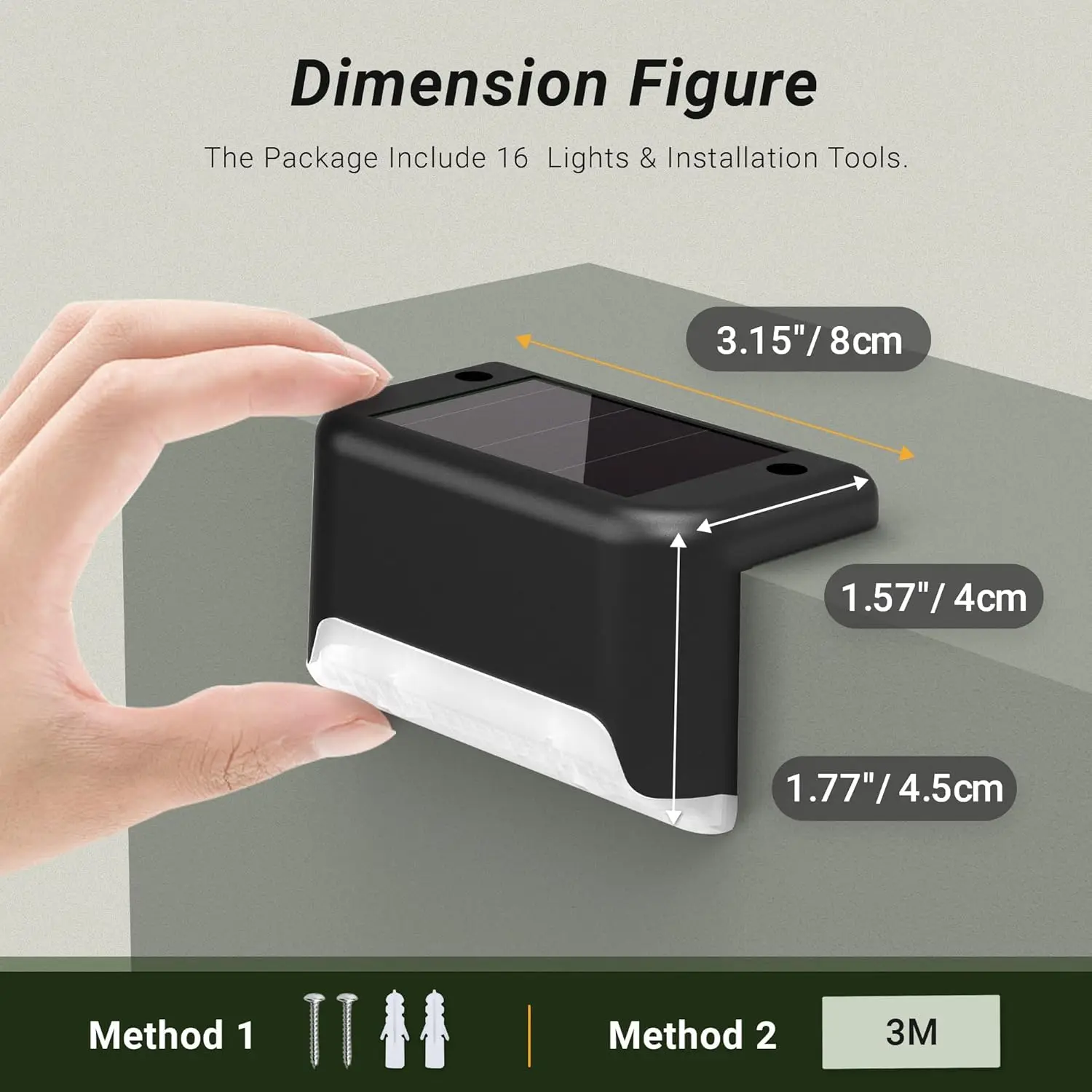 أضواء الخطوة الشمسية أضواء LED مقاومة للماء للسلالم الخارجية والخطوات والأسوار والباحات والساحات والشرفات والشرفات