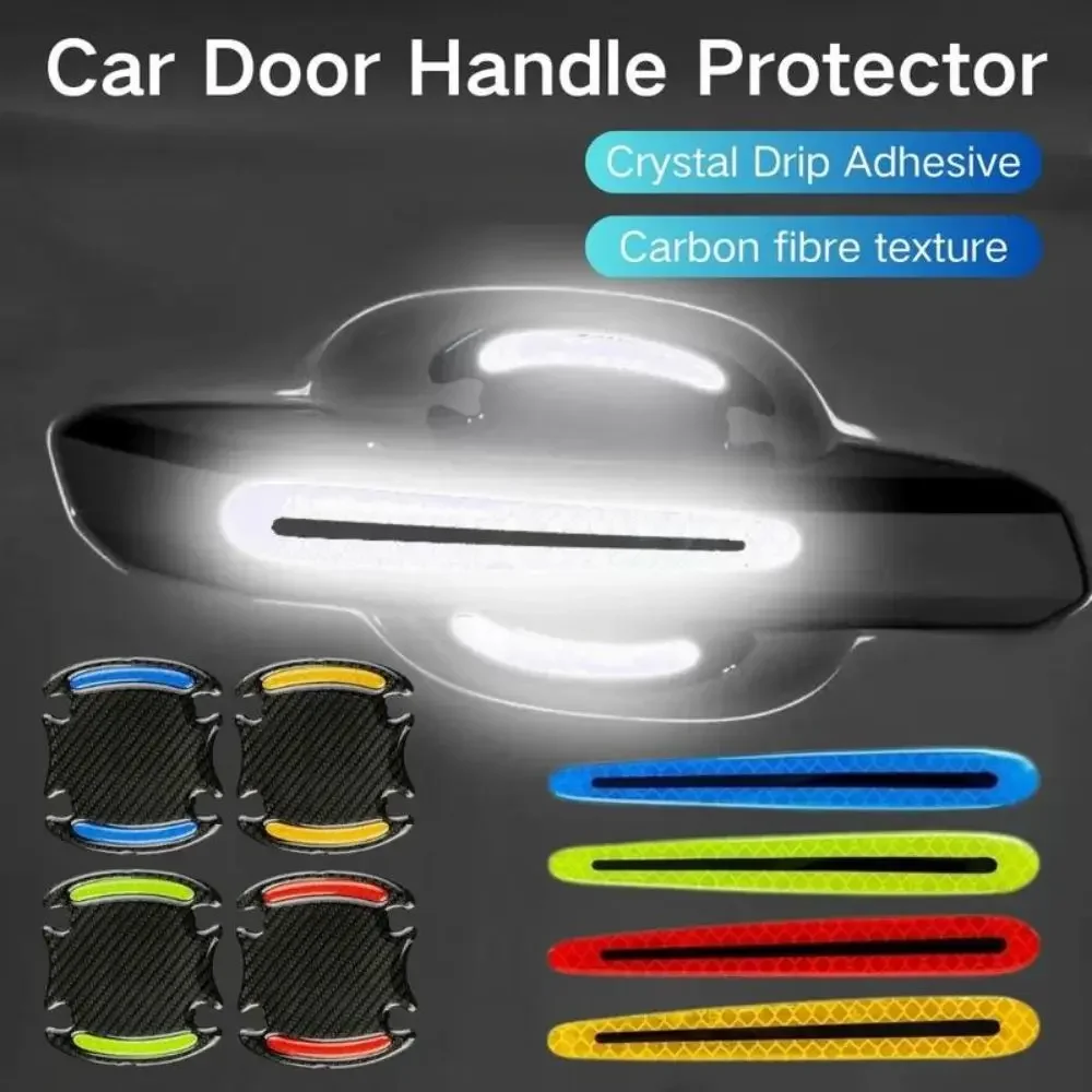 4/8PCS Car Door Handle Reflective Sticker Protection Sticker Door Handle Paint Surface Anti-scratch Reflective Sticker
