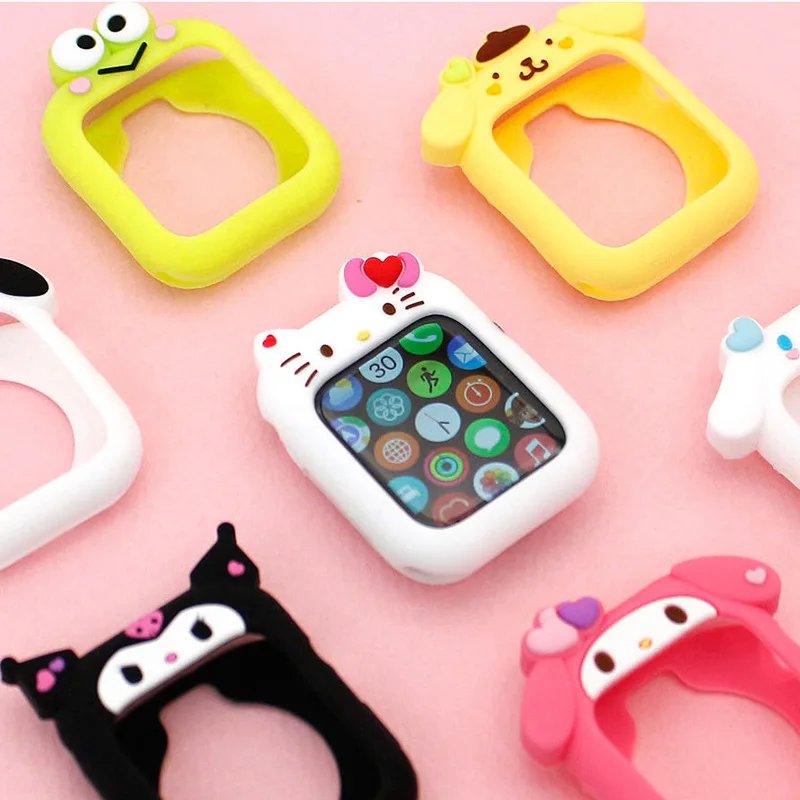 Kawaii Sanrio Hello Kitty Watchband Apple Watch Band 38-41Mm Silicone Engraved Bracelet Cartoon Iwatch 8 Ultra 7 Se Girls Gift